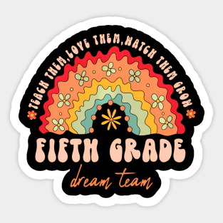 5Th Dream Team Groovy 100 Days Of School Teacher Kids Sticker